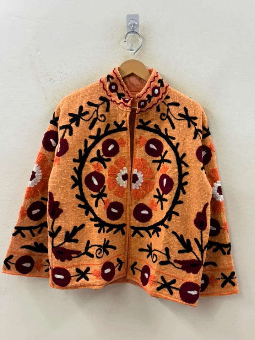 Handmade Cotton TNT Suzani Embroidered Jacket view 4