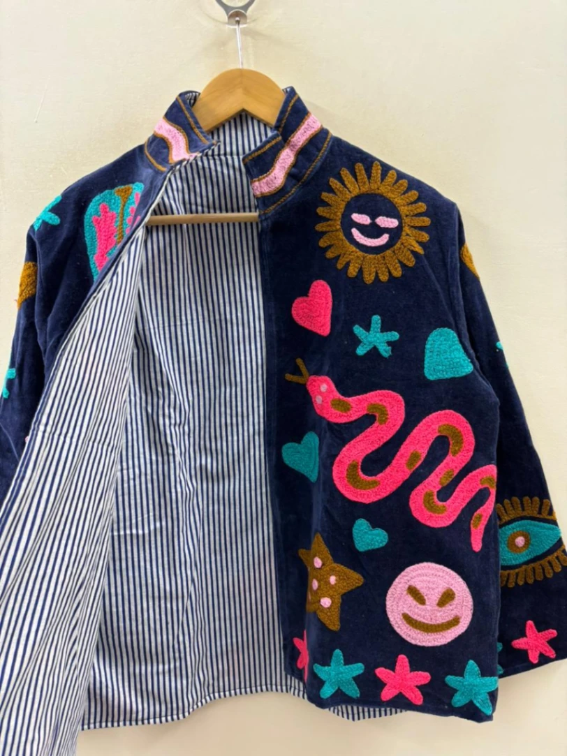 Bohemian Velvet Embroidery Jacket view 3
