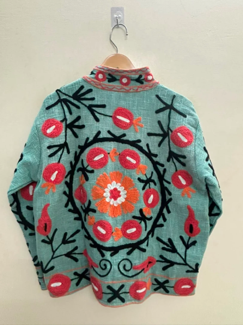 Handcrafted Cotton TNT Floral Embroidery Jacket alternate view