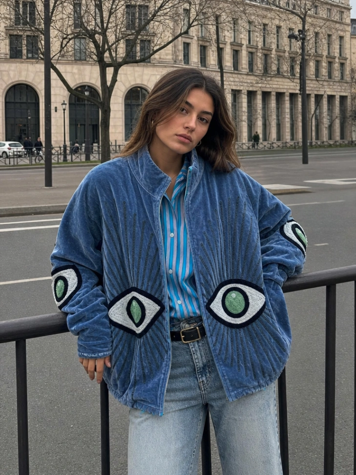Statement Embroidered Velvet Jacket