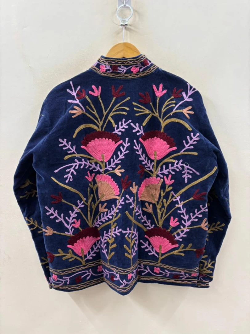 Embroidered Boho Velvet Jacket view 3