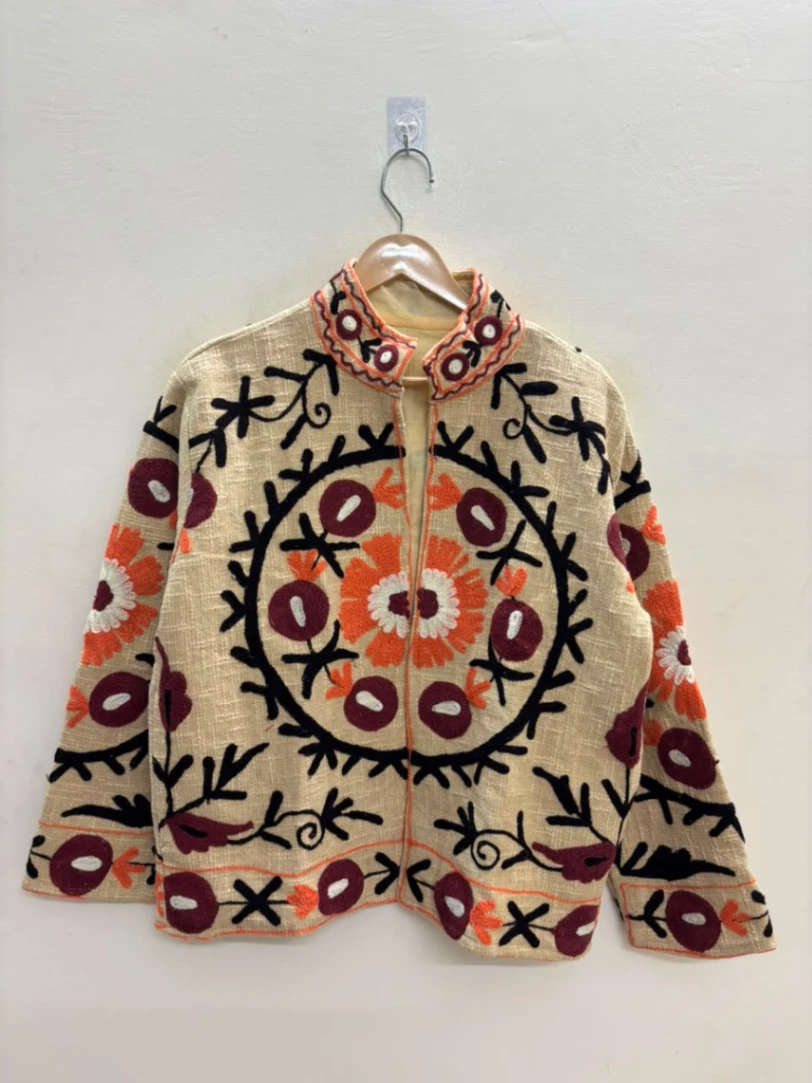 Vintage Style Cotton Suzani Embroidered Jacket view 5
