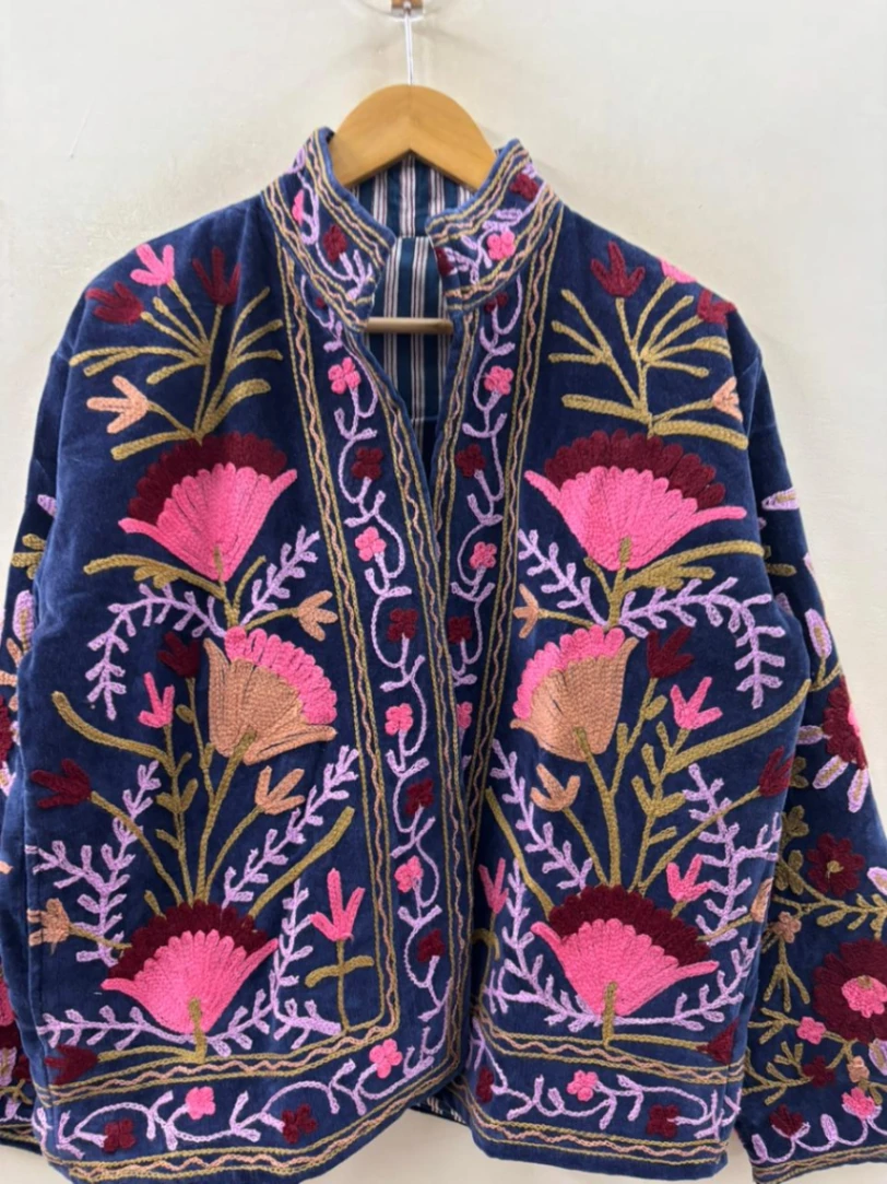 Embroidered Boho Velvet Jacket view 4