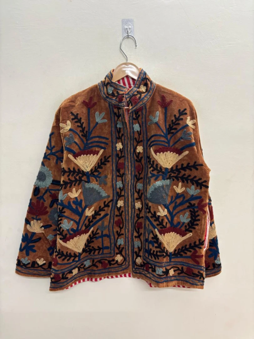 Artisan Suzani Jacket – Colorful Embroidered Women's Coat