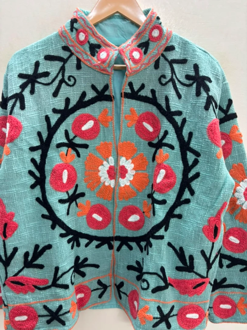 Handcrafted Cotton TNT Floral Embroidery Jacket view 4