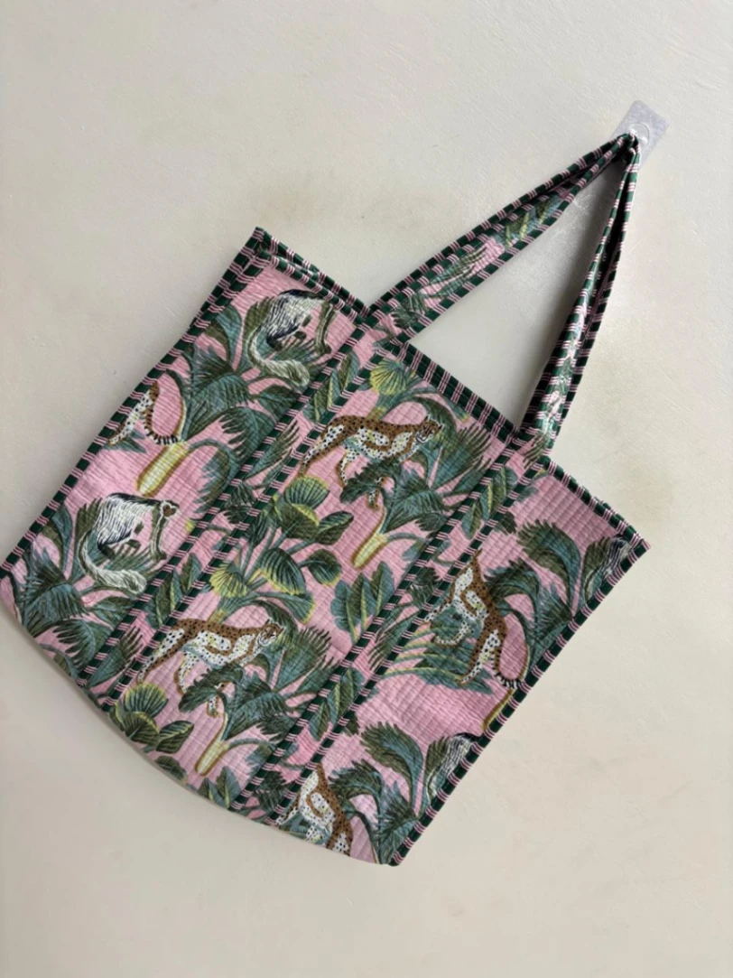 Reusable Fashion Tote Bag in Quilted Cotton alternate view