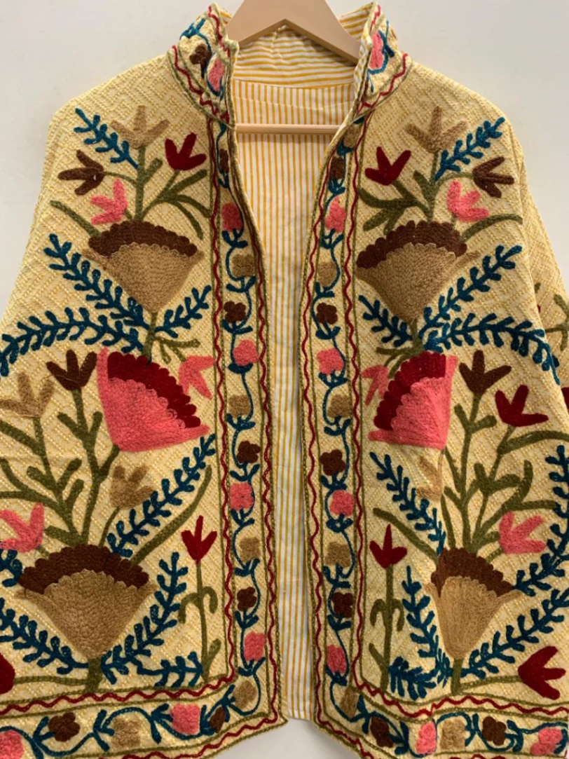 Handcrafted Cotton Suzani Jacket – Vibrant Embroidered Statement Outerwear view 4