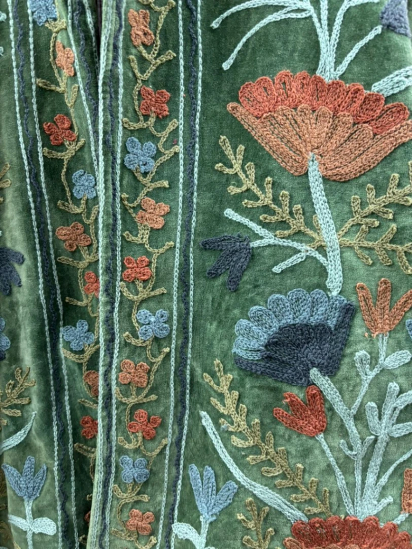 Artisan Hand-Embroidered Botanical Velvet Boho Jacket alternate view