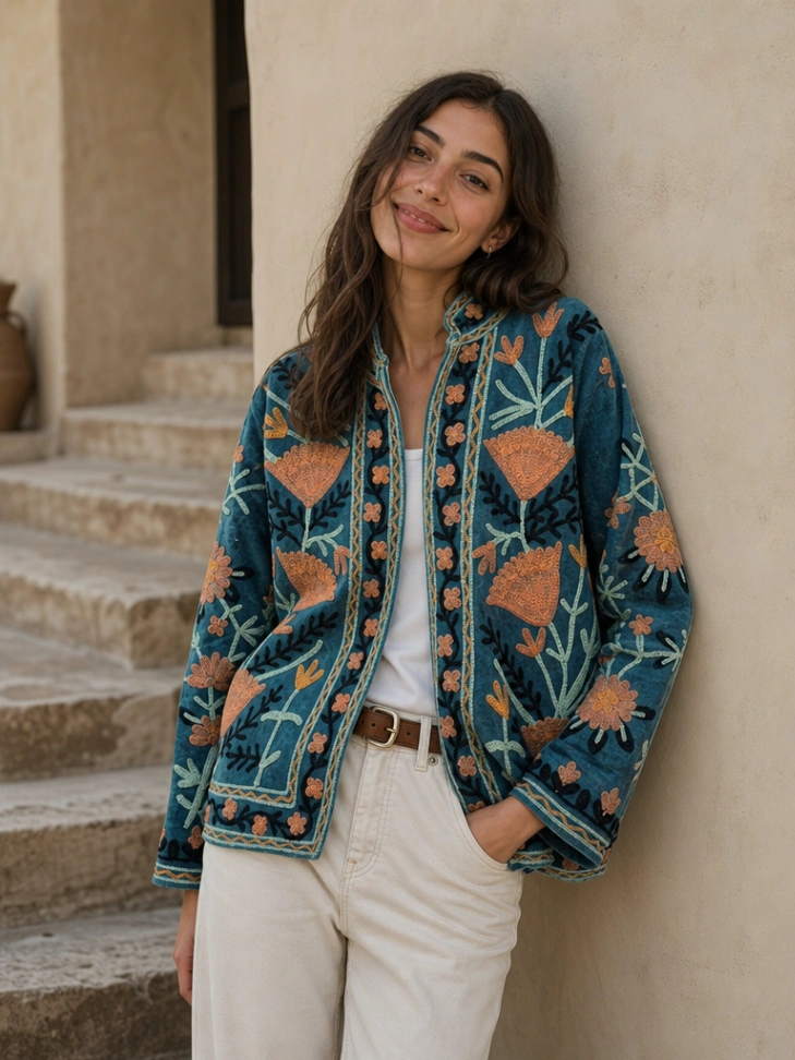Embroidered Velvet Suzani Jacket