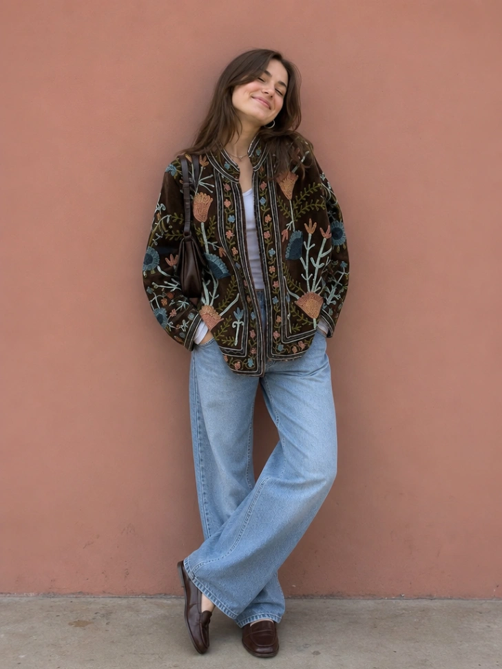 Boho Chic Velvet Suzani Coat
