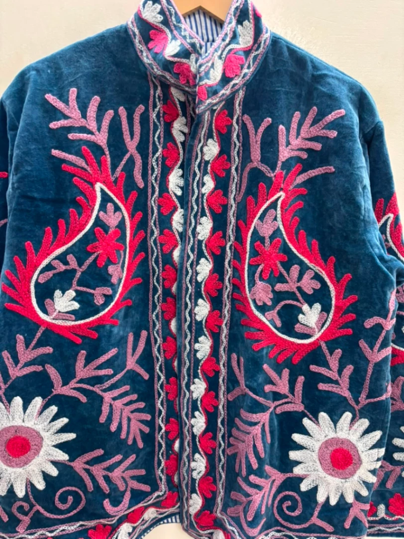 Women's Bohemian Velvet Embroidered Jacket view 3