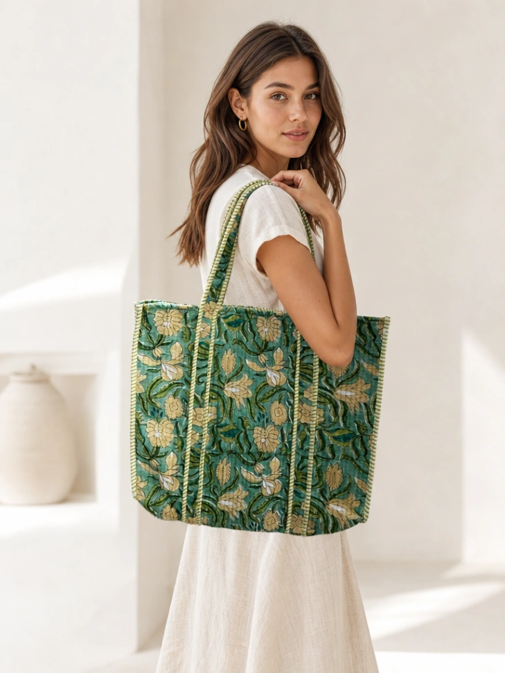 Handmade Cotton Shoulder Tote Bag for Women