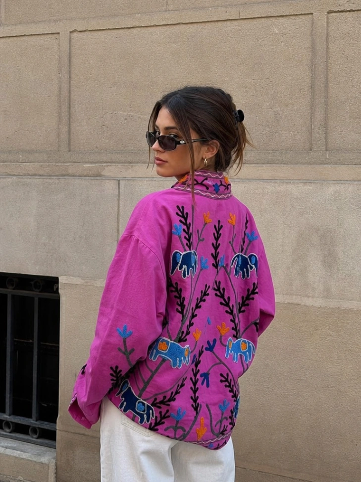 Suzani Embroidery Jacket | Handmade Floral Boho Jacket for Women
