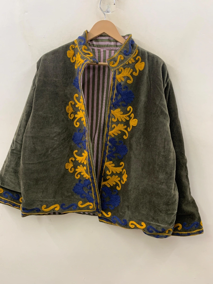 Boho Chic Velvet Suzani Coat view 3
