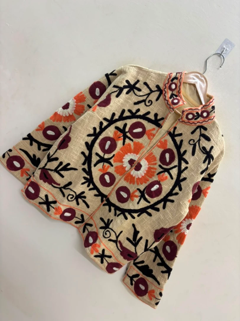 Vintage Style Cotton Suzani Embroidered Jacket view 3