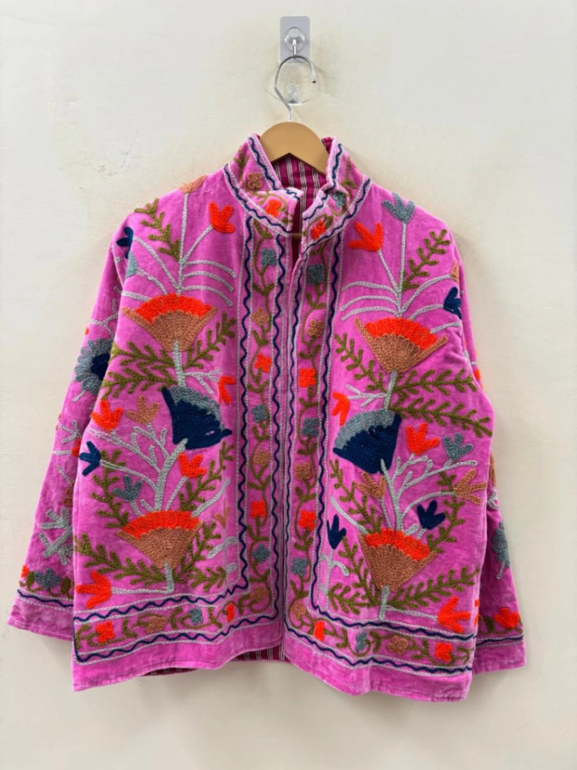 Handmade Suzani Quilted Jacket – Traditional Embroidered Fashion Piece