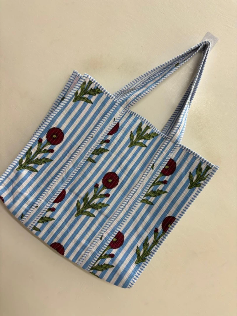 Cotton Travel Tote Bag with Quilted Finish alternate view