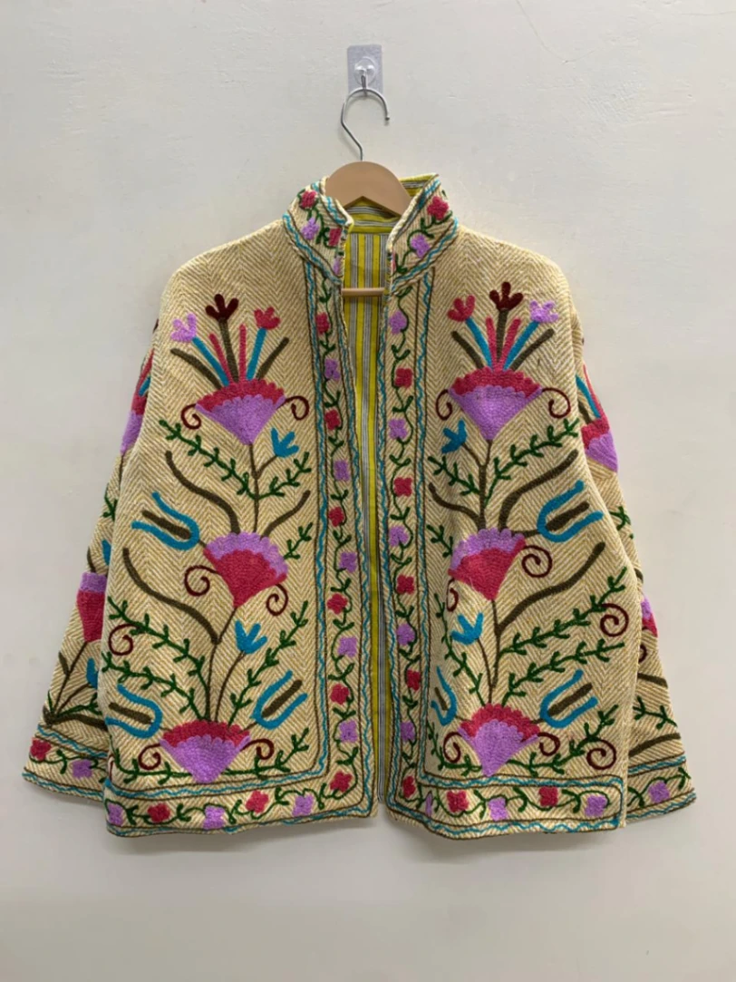 Artisan Cotton Suzani Jacket – Boho Chic Embroidered Layer