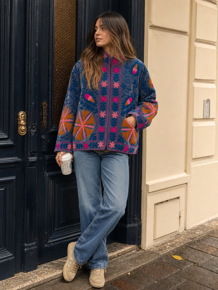 Festival Style Velvet Suzani Jacket