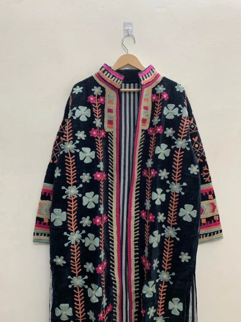 Luxury Long Suzani Kimono | Handcrafted Embroidered Jacket view 5