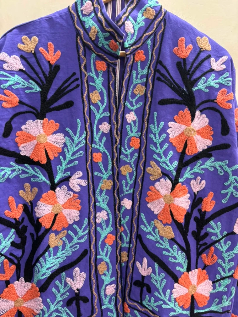 Handmade Cotton Suzani Embroidered Jacket for Women view 7