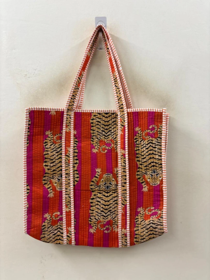 Designer Tiger Print Cotton Tote Bag view 4