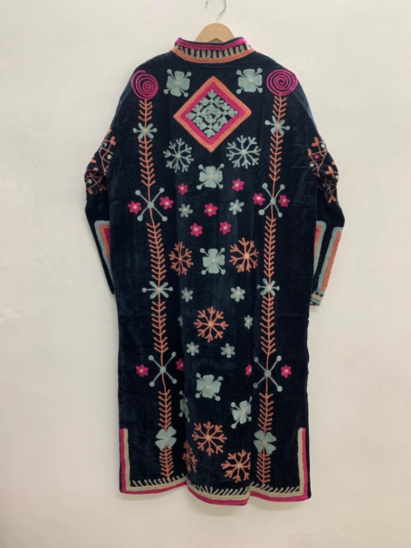 Luxury Long Suzani Kimono | Handcrafted Embroidered Jacket view 6