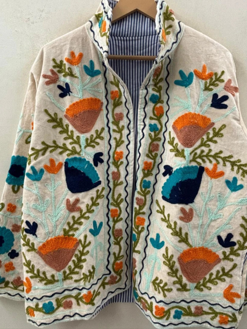Vintage Suzani Embroidered Jacket – Handmade Boho Chic Outerwear view 4