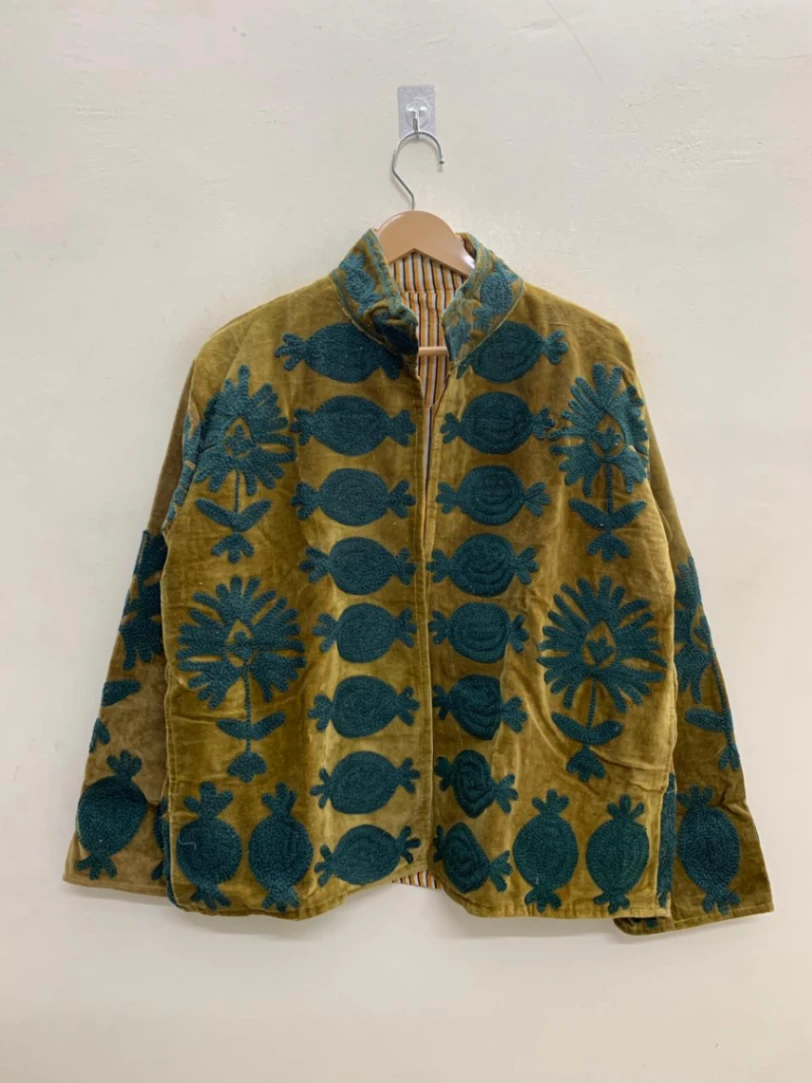 Premium Velvet Suzani Embroidered Jacket – Timeless Ethnic Fashion