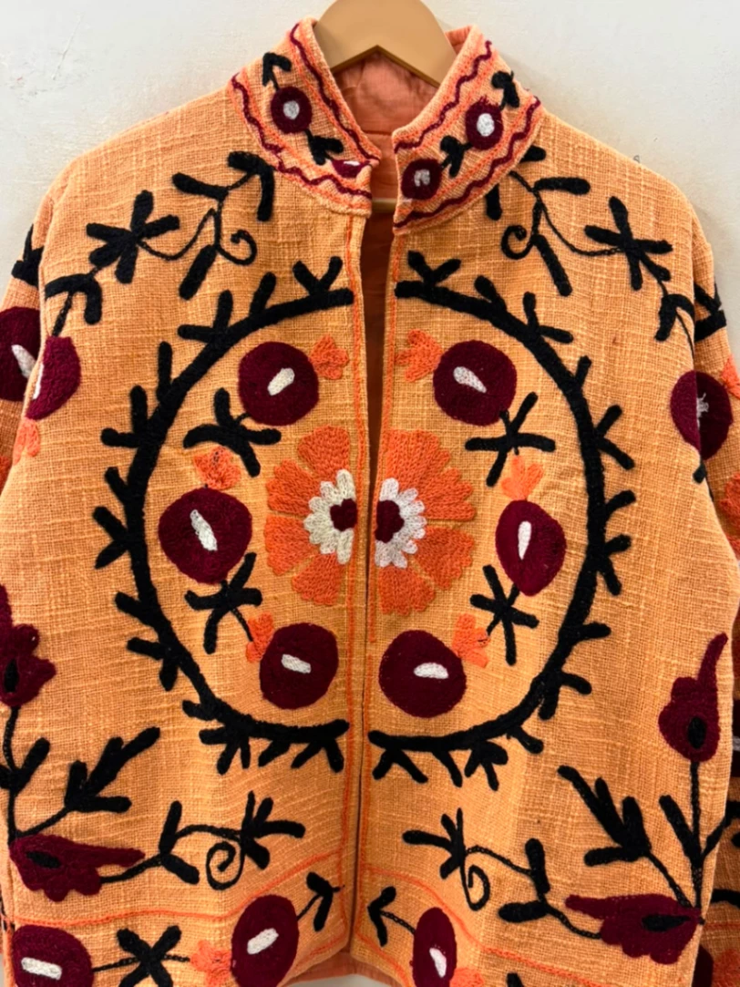 Handmade Cotton TNT Suzani Embroidered Jacket view 3